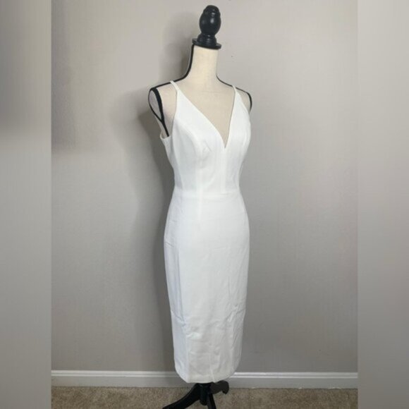 NWT Dress the Population White Sleeveless V-Neck Sheath Cocktail Dress - Picture 6 of 15